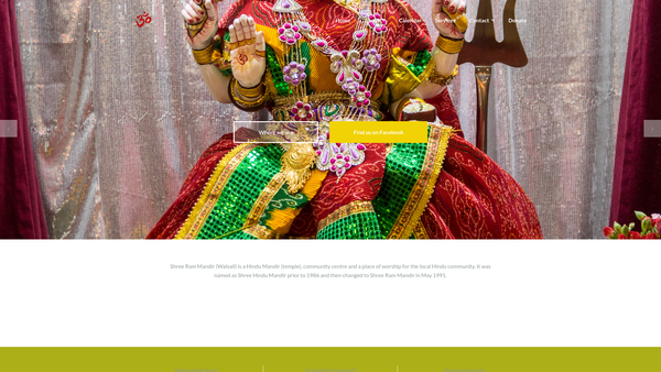 Screenshot of the Shree Ram Mandir (Walsall) website