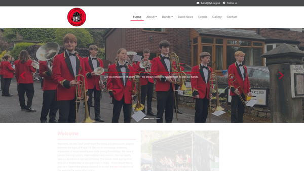 Screenshot of the Tewit Youth Band (Harrogate) website