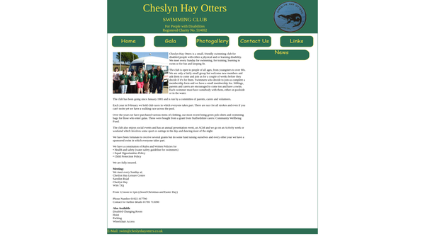 Screenshot of the Cheslyn Hay Otters Club website