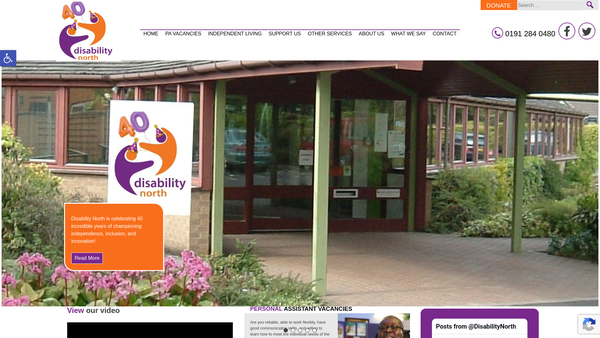 Screenshot of the Disability North website