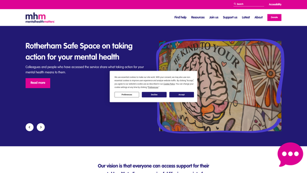Screenshot of the Mental Health Matters website