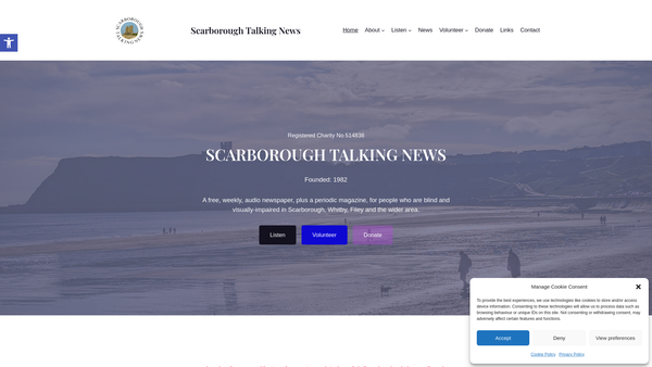 Screenshot of the Scarborough Talking News For The Blind And Partially-Sighted website
