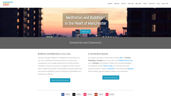 Screenshot of the Manchester Buddhist Centre website