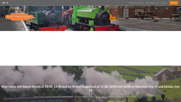 Screenshot of the South Tynedale Railway Preservation Society website