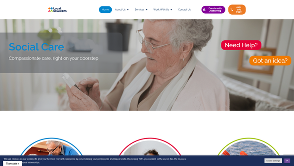 Screenshot of the Local Solutions website