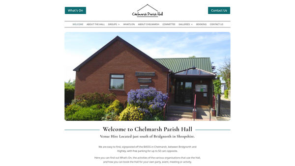 Screenshot of the Chelmarsh Parish Hall website