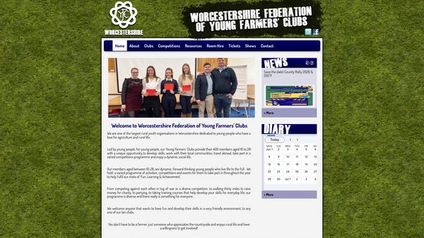 Screenshot of the Tenbury Wells Young Farmers Club website