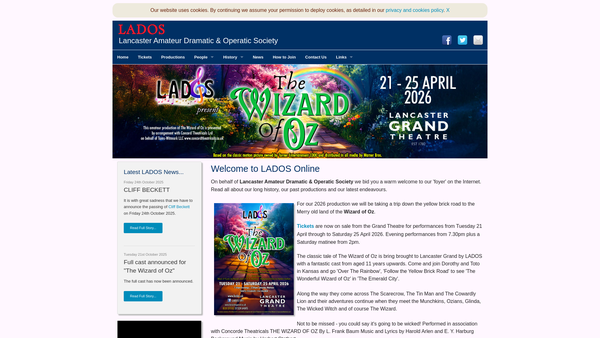 Screenshot of the The Lancaster Amateur Dramatic And Operatic Society website