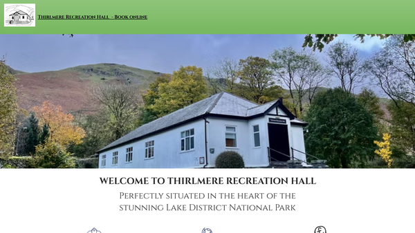 Screenshot of the Thirlmere Recreation Hall website