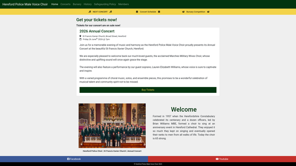 Screenshot of the Hereford Police Male Choir website