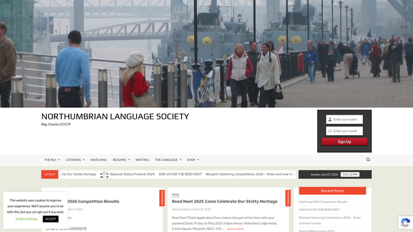 Screenshot of the The Northumbrian Language Society website