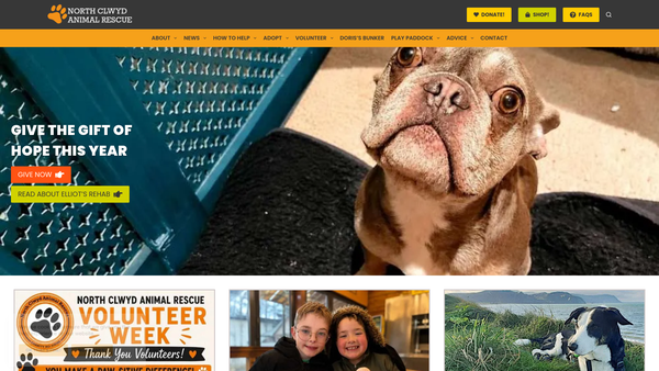 Screenshot of the North Clwyd Animal Rescue website