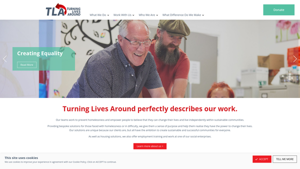 Screenshot of the Turning Lives Around Ltd website