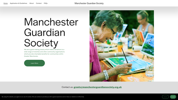 Screenshot of the The Manchester Guardian Society Charitable Trust website