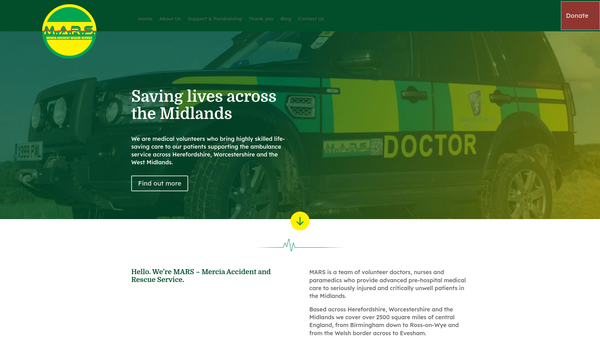 Screenshot of the Mercia Accident Rescue Service website