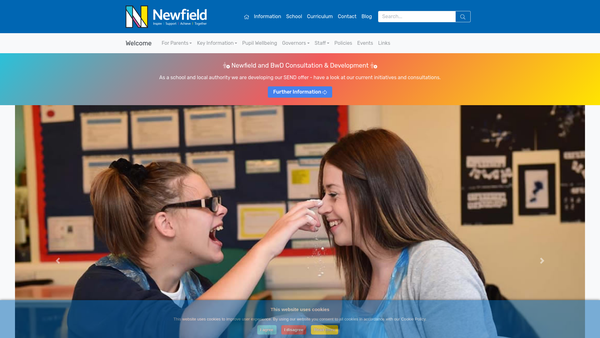 Screenshot of the Newfield School Fund website