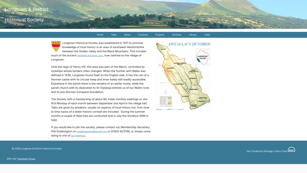 Screenshot of the Longtown Historical Society website