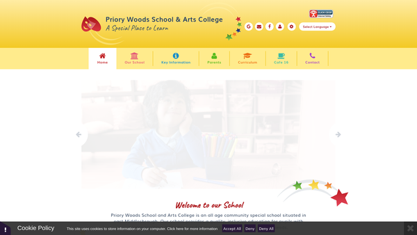 Screenshot of the Priory Woods Parent/friends Association website