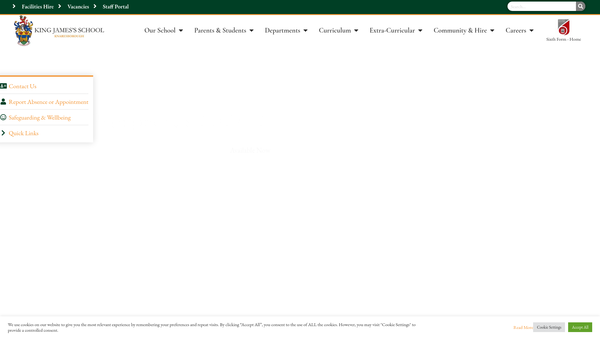 Screenshot of the King James's School Fund website