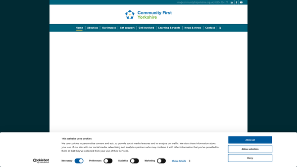 Screenshot of the Community First Yorkshire Ltd website