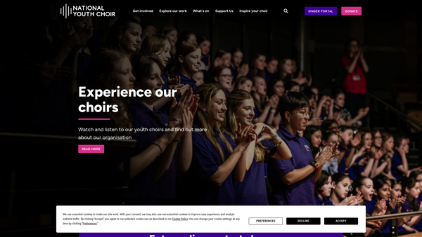 Screenshot of the National Youth Choirs Of Great Britain website