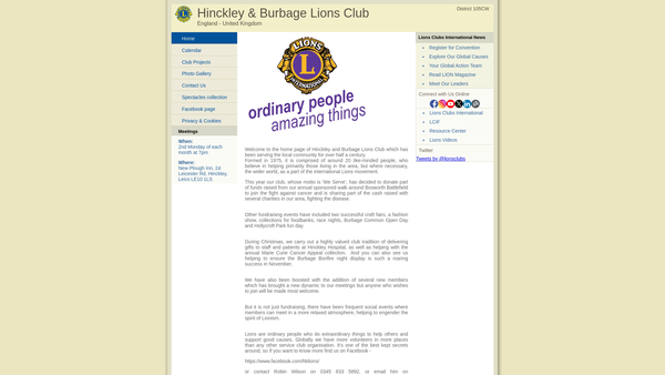 Screenshot of the The Hinckley Lions Club Charity Trust Fund website