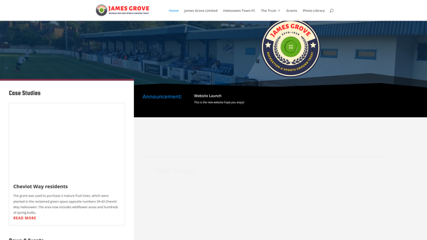 Screenshot of the The James Grove Recreation And Sports Ground Trust website