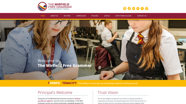 Screenshot of the Mirfield Free Grammar School Leaving Scholarship Fund website