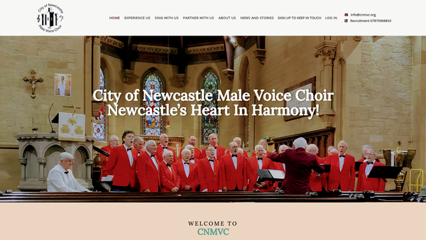 Screenshot of the City of Newcastle Male Voice Choir website