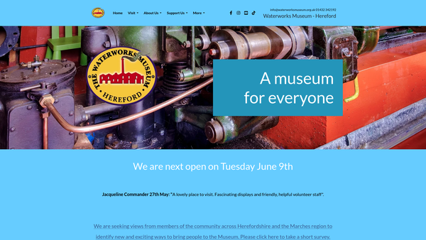 Screenshot of the Waterworks Museum - Hereford website