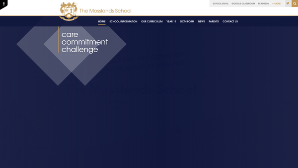 Screenshot of the Mosslands School Association website