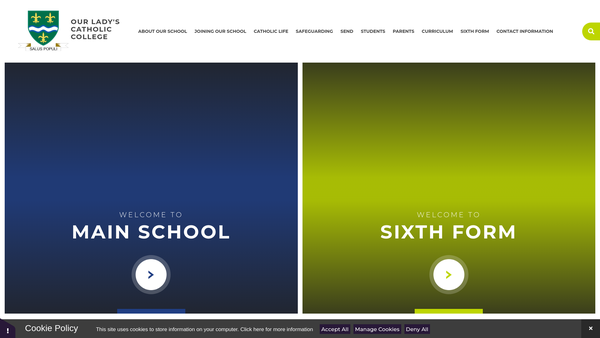 Screenshot of the Our Lady's Catholic High School Fund website