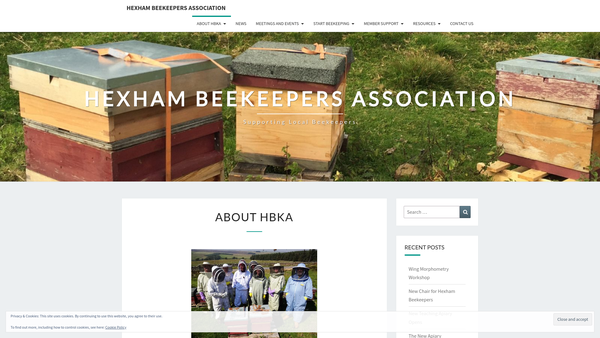 Screenshot of the The Hexham And District Beekeepers Association website