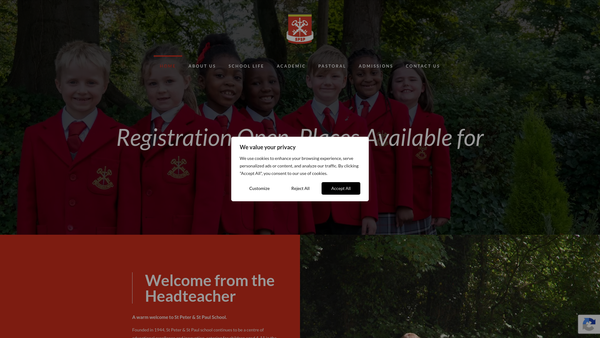 Screenshot of the The St Peter And St Paul School Trust website