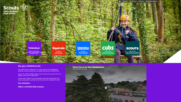 Screenshot of the 105th Sheffield (High Green) Scout Group website