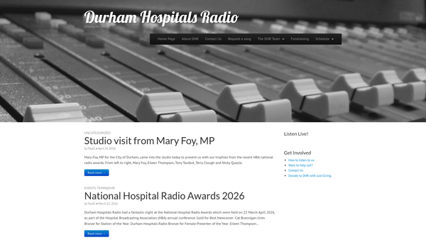 Screenshot of the Durham Hospitals Radio website