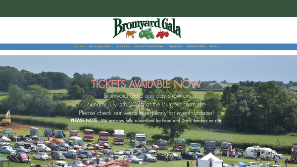 Screenshot of the Bromyard Gala Society Limited website