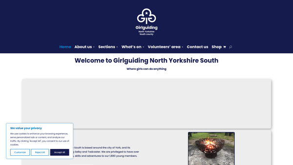 Screenshot of the The Guide Association North Yorkshire South website