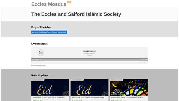 Screenshot of the The Eccles And Salford Islamic Society website