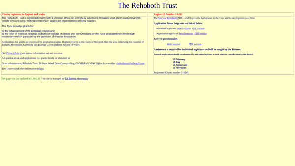 Screenshot of the Rehoboth Trust website
