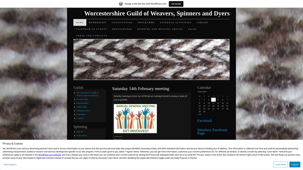 Screenshot of the Worcestershire Guild Of Weavers, Spinners And Dyers website