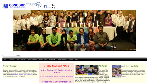 Screenshot of the Concord (Leeds Inter-Faith Fellowship) website