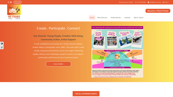 Screenshot of the Fleet Arts website