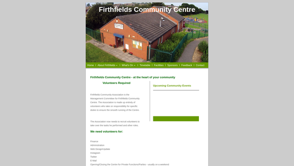 Screenshot of the Firthfields Community Association website