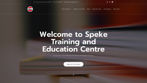 Screenshot of the Speke Training And Education Centre Limited website