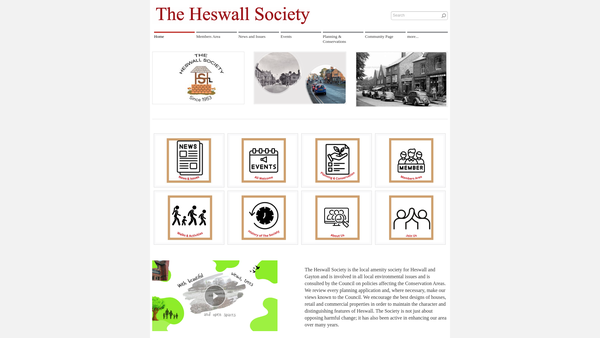 Screenshot of the The Heswall Society website