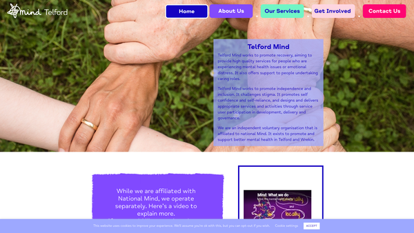 Screenshot of the Telford Mind website