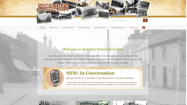 Screenshot of the Spondon Historical Society website