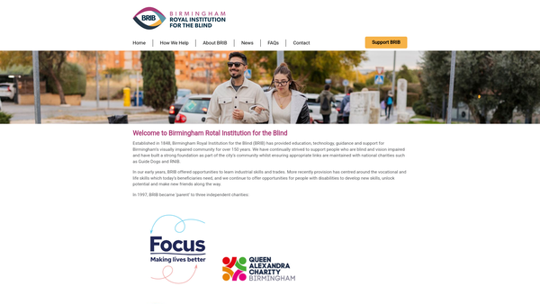 Screenshot of the The Birmingham Royal Institution For The Blind website