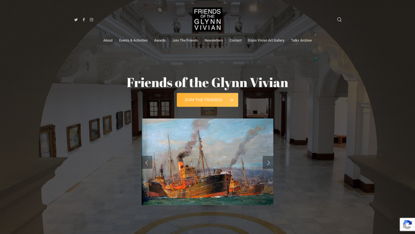 Screenshot of the Association Of Friends Of The Glynn Vivian Art Gallery (Cymdeithas Cyfeillion Oriel Gelfyddyd Glynn Vivian) website